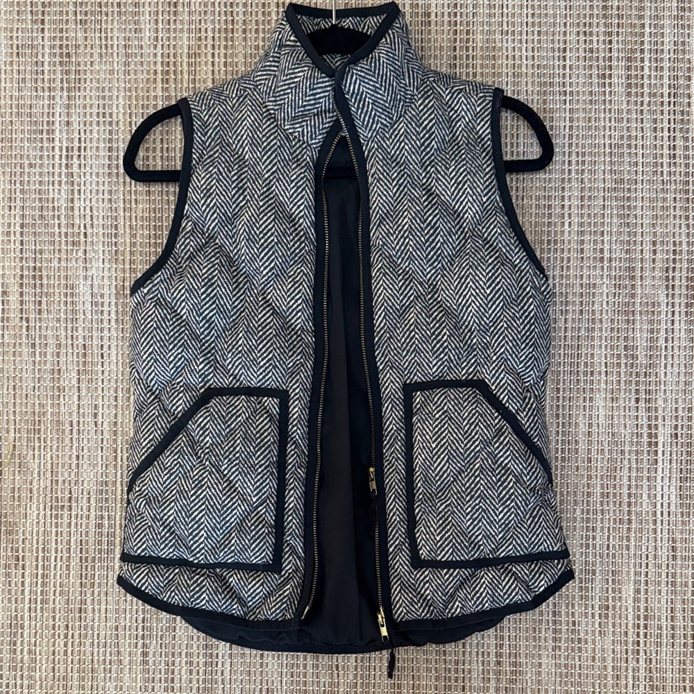 J. Crew Women's XXS Herringbone Vest - Black and Tan